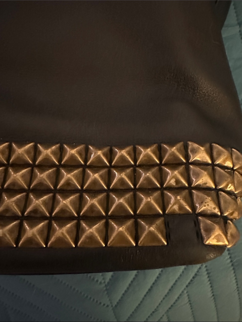 Coach Black Leather Shoulder Bag with Gold Stud Trim - Picture 3 of 6